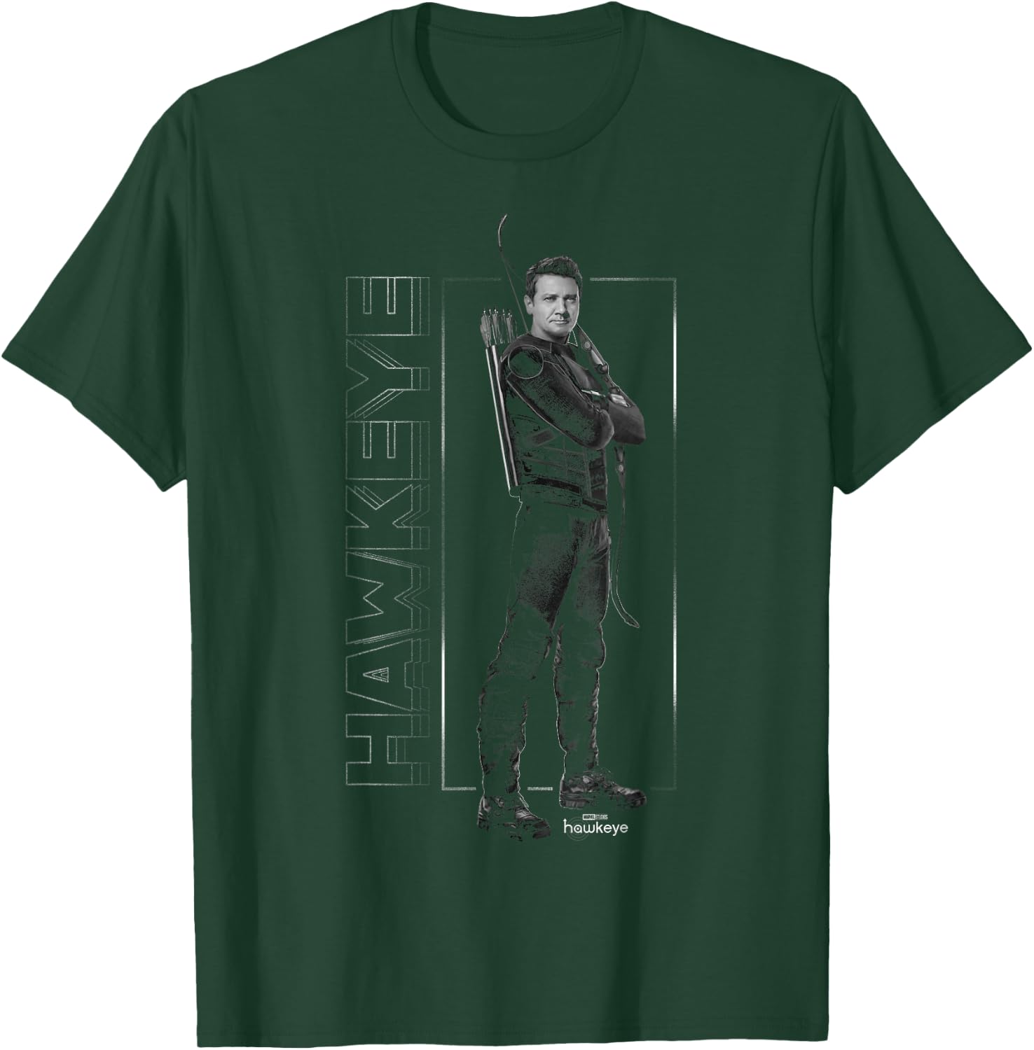 Marvel Hawkeye Disney Plus Black And White Hero Pose T-Shirt - T-Shirt | Forest