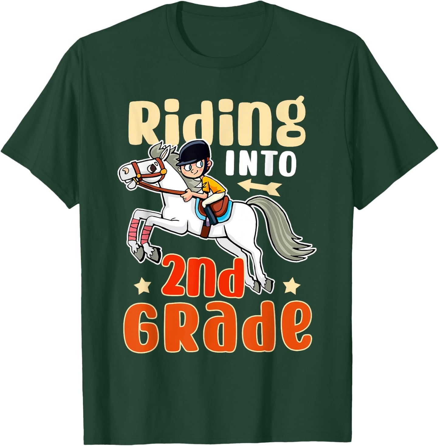 Funny Horse Lover Riding Into 2nd Grade Back To School T-Shirt - T-Shirt | Forest