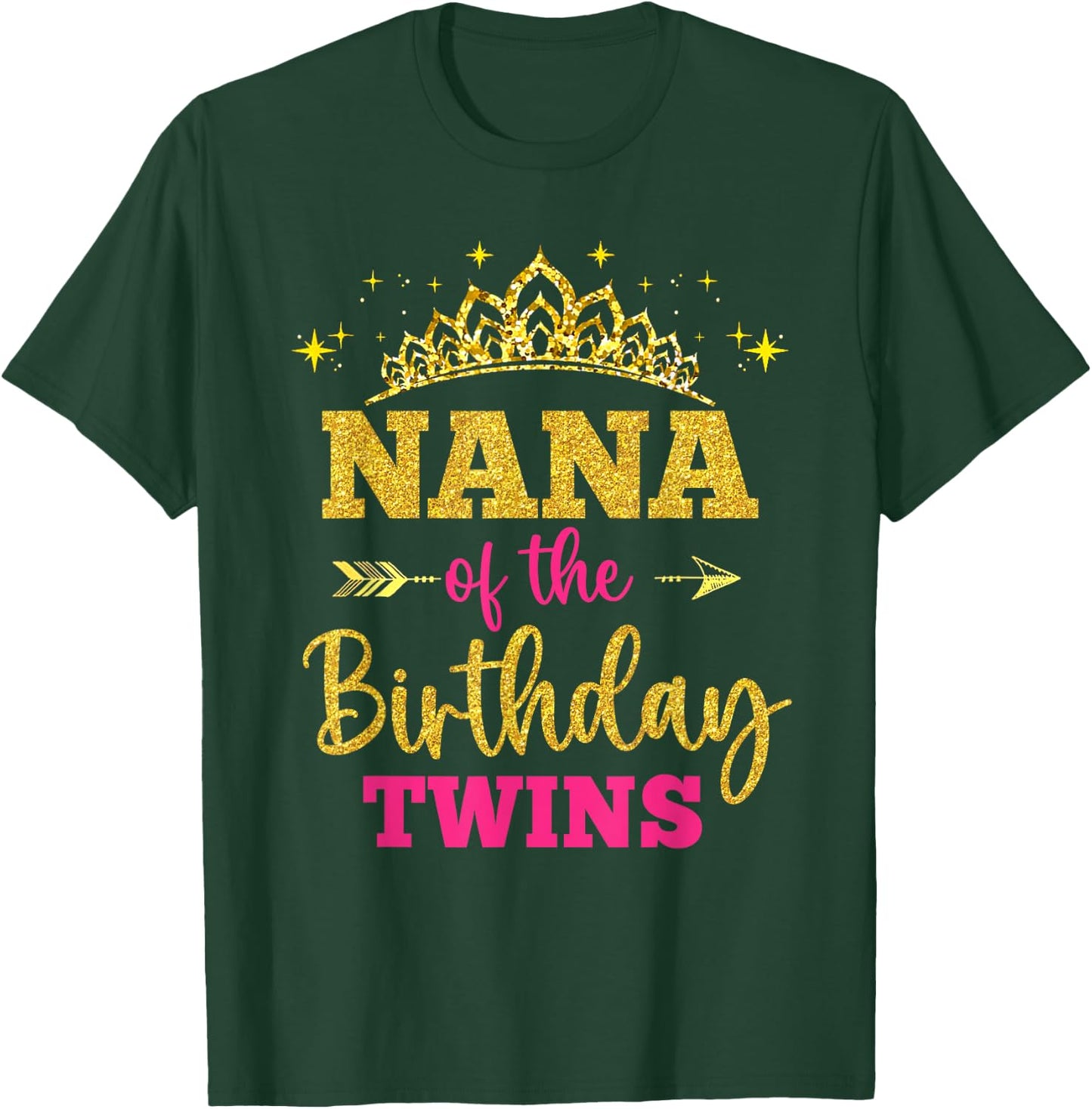 Nana Of The Birthday Twins Girl Princess Party Family T-Shirt - T-Shirt | Forest