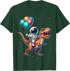 Astronaut Riding Dinosaur T Rex. Astronaut Space Birthday T-Shirt - T-Shirt | Forest