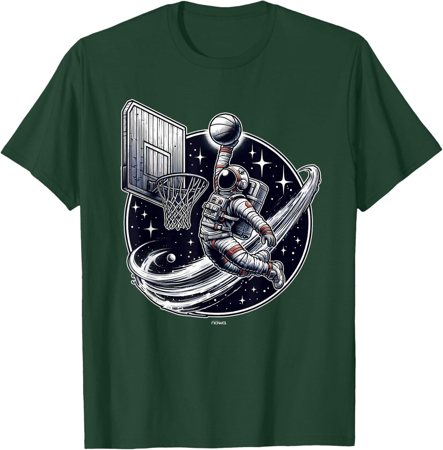 Space Basketball - Astronaut Slam Dunk and Stars T-Shirt - T-Shirt | Forest