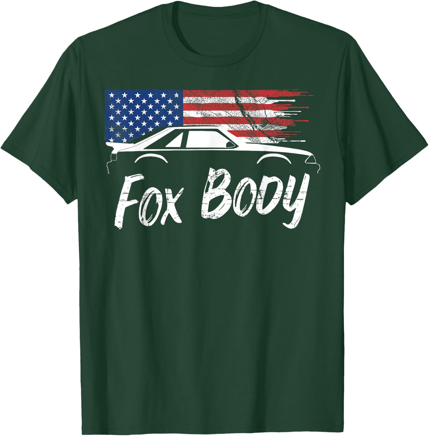 Foxbody 5.0 American Flag Stang Muscle Car T-Shirt - T-Shirt | Forest