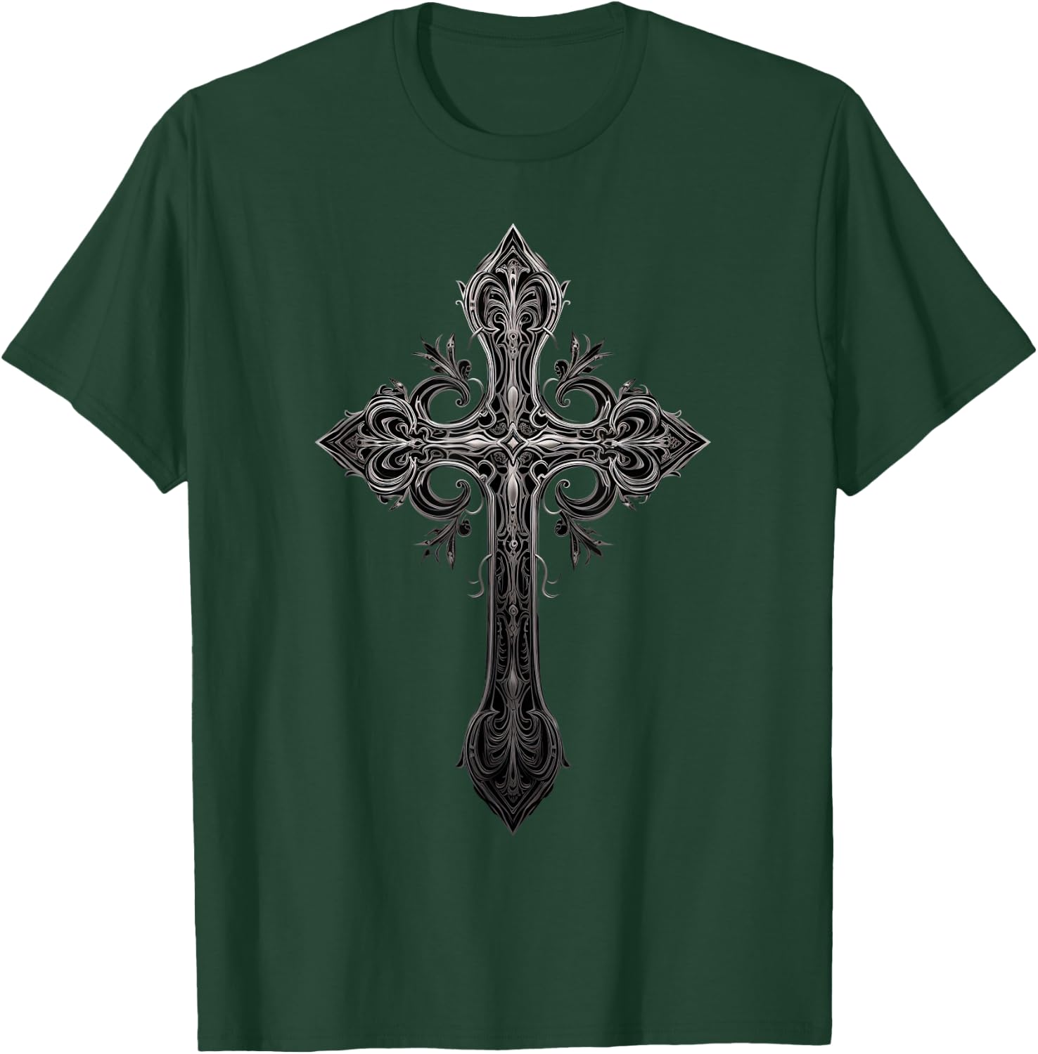 Gothic Cross Goths Design Filigree Victorian Cross T-Shirt - T-Shirt | Forest