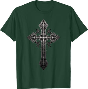 Gothic Cross Goths Design Filigree Victorian Cross T-Shirt - T-Shirt | Forest
