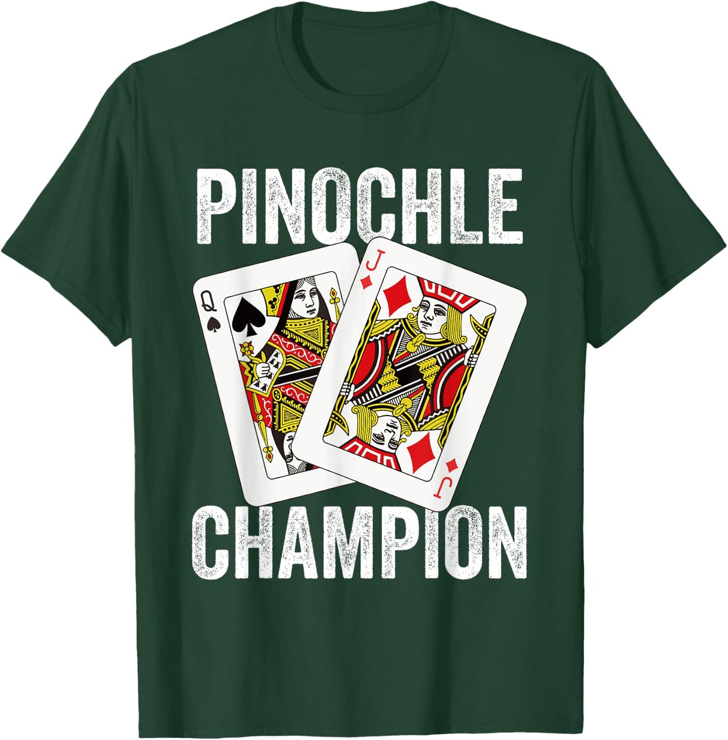 Retro Pinochle Champion Card Game Player Matching Novelty T-Shirt - T-Shirt | Forest