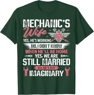 Mechanic Wife Funny Auto Car Mechanic's Wife Women Girl T-Shirt - T-Shirt | Forest