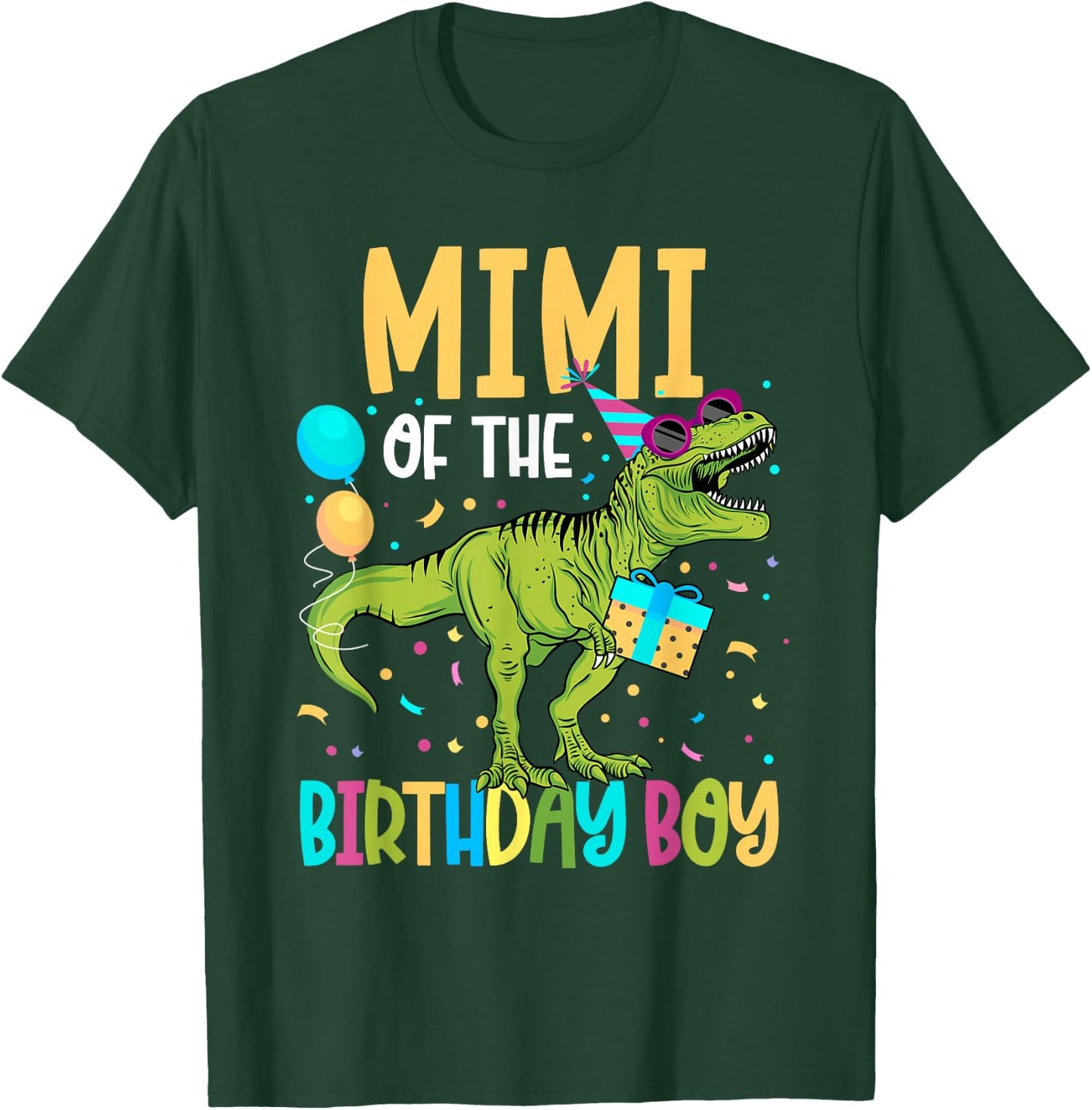 Mimi Of The Birthday Boy Family Matching Dinosaur Squad T-Shirt - T-Shirt | Forest