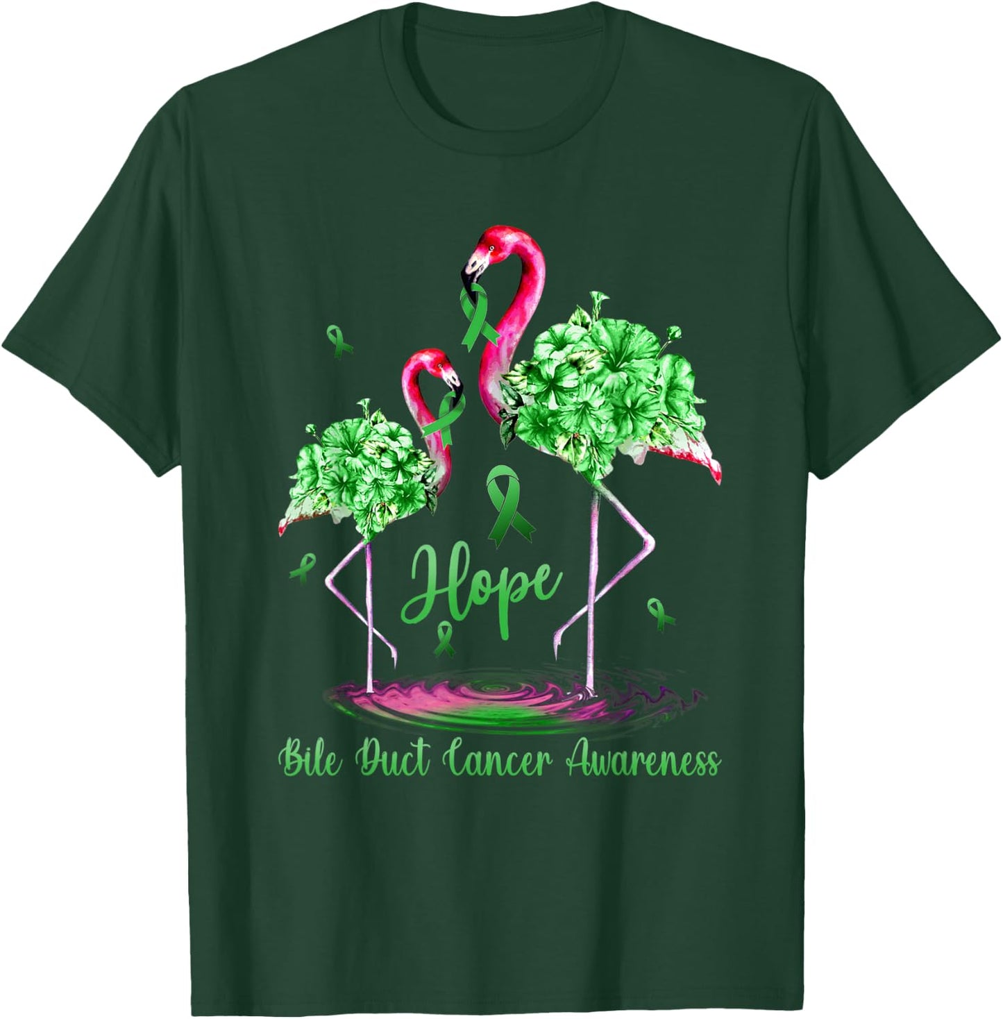 Flamingo Bile Duct Cancer Awareness T-Shirt - T-Shirt | Forest