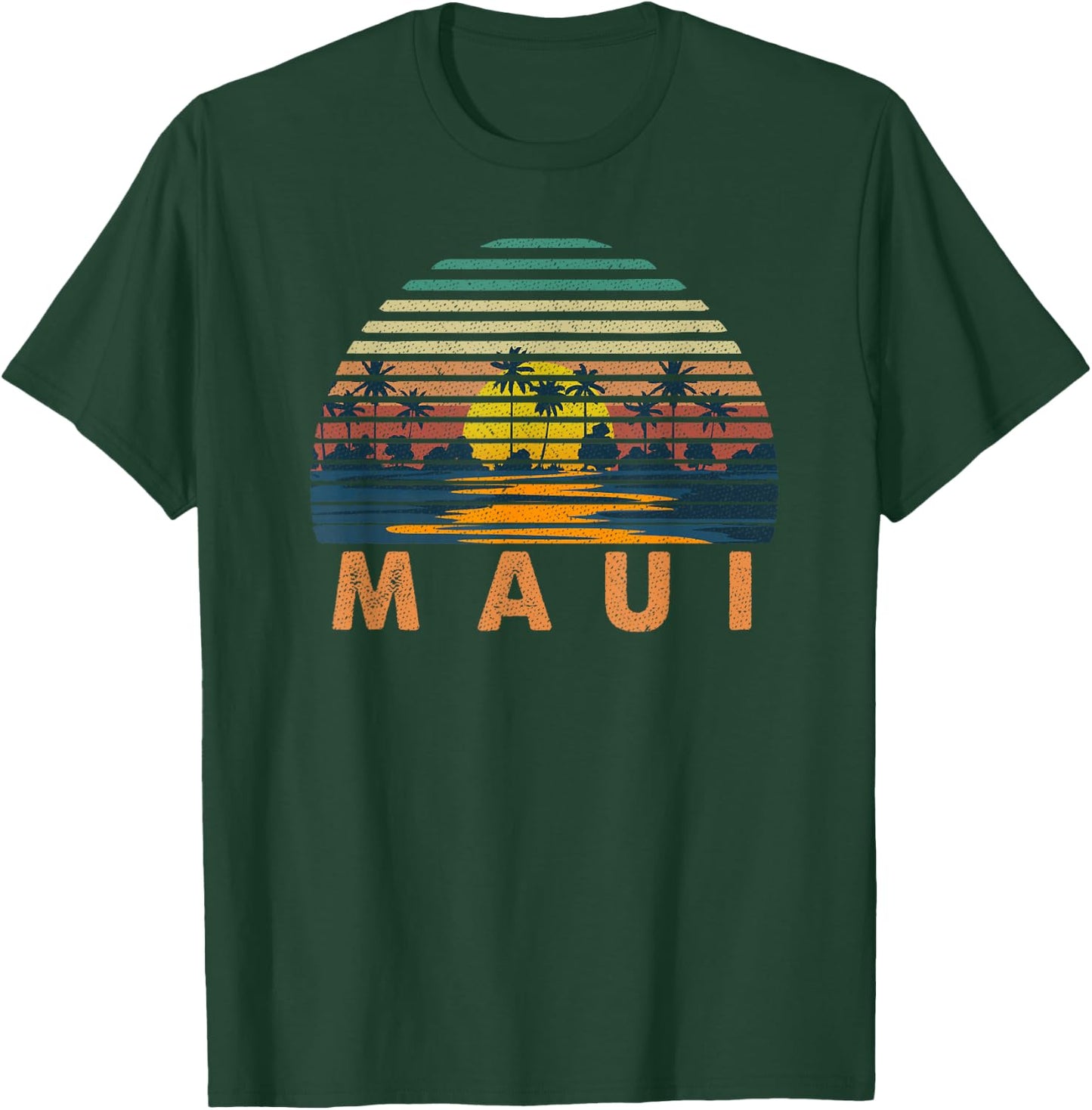 70s Maui HI Vintage Retro Sunset Throwback Art Hawaii Travel T-Shirt - T-Shirt | Forest