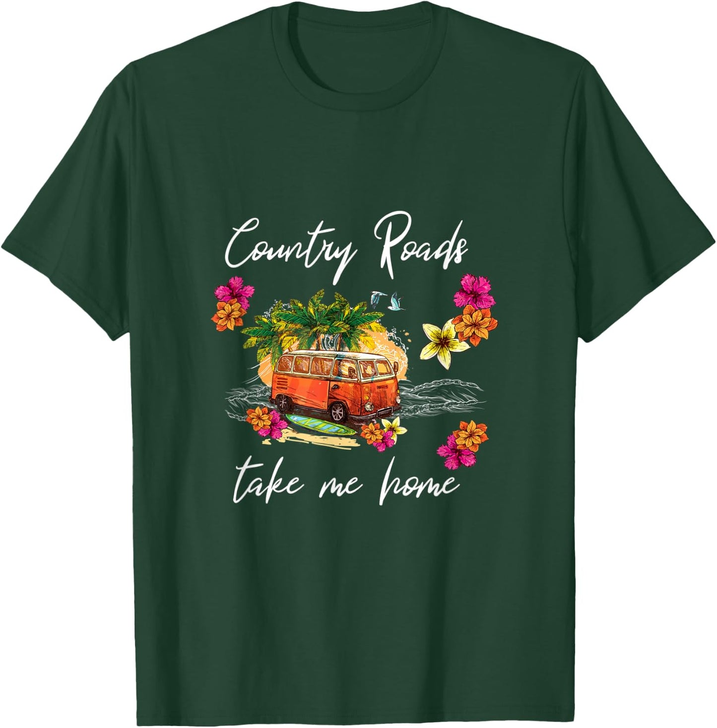Country roads take me home Surf bus T-Shirt - T-Shirt | Forest