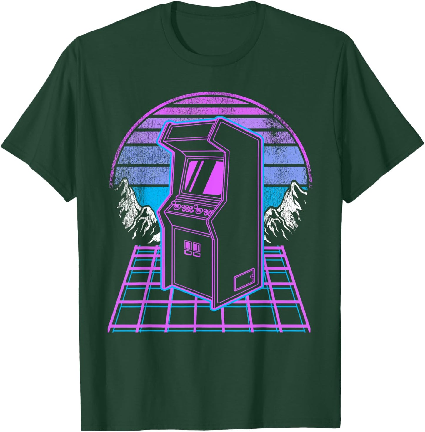 Arcade Machine Synthwave 90s Video Games Retro Gaming T-Shirt - T-Shirt | Forest