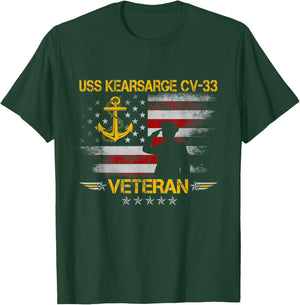 USS Kearsarge (CV-33) Aircraft Carrier Veteran Flag Vintage T-Shirt - T-Shirt | Forest