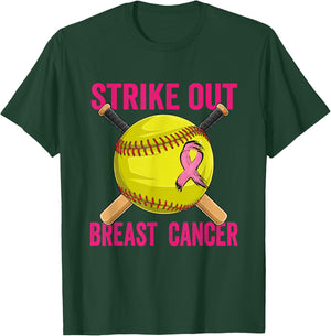 Strike Out Breast Cancer Awareness Softball Fighters T-Shirt - T-Shirt | Forest