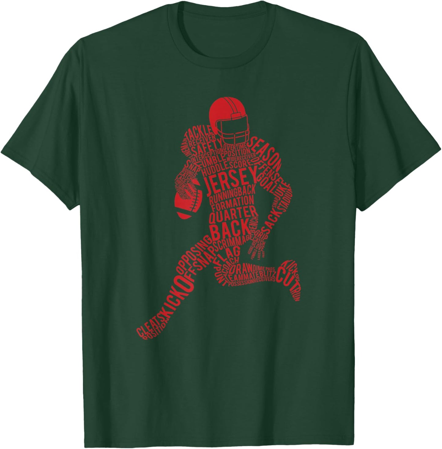 Football Player Typography T-Shirt - T-Shirt | Forest