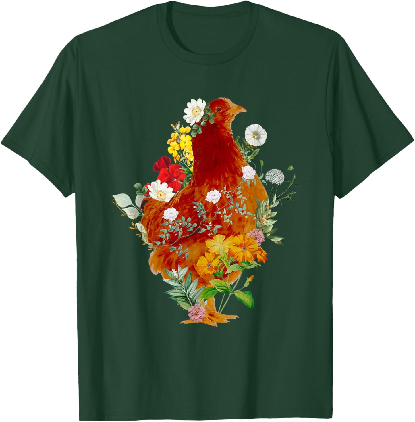 Cute Chicken Vintage Floral Botanical Flower Garden Tea T-Shirt - T-Shirt | Forest