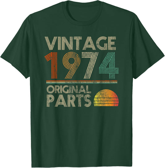 Vintage Original Parts Birthday 1974 48th Retro Style T-Shirt - T-Shirt | Forest