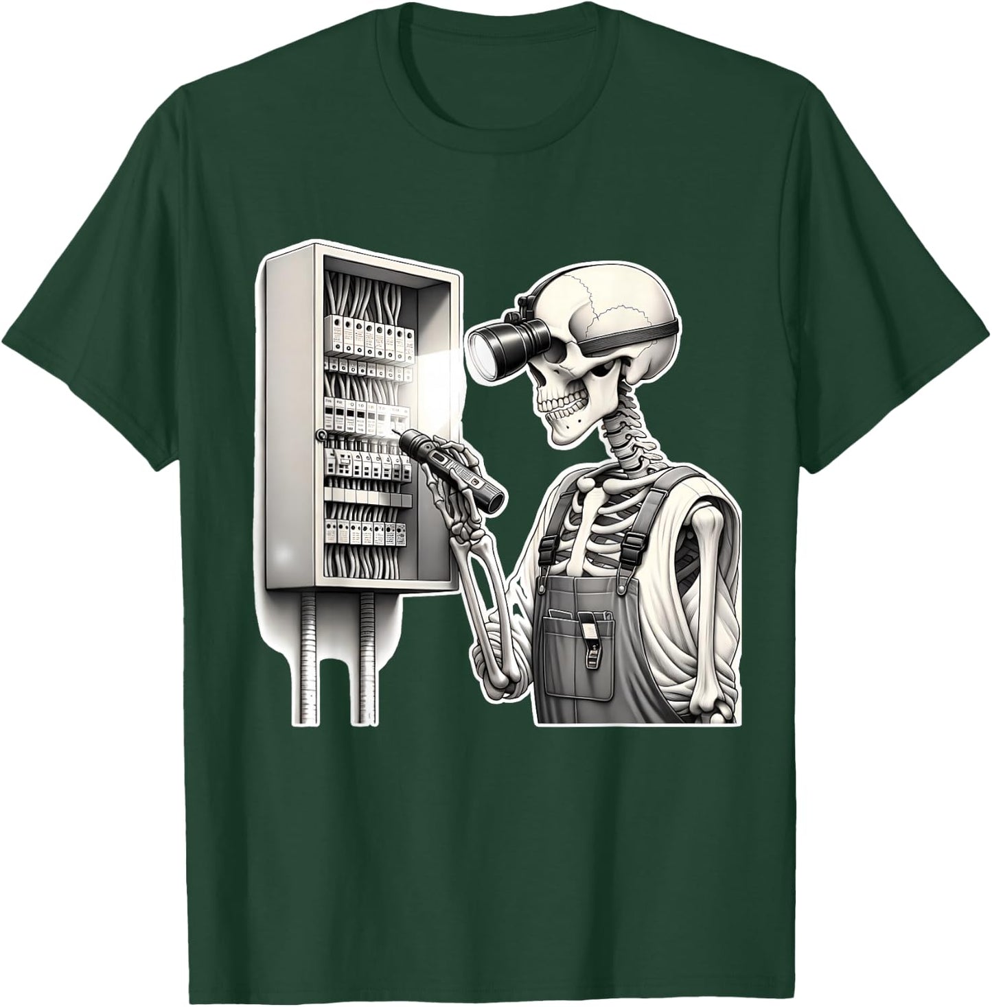 Halloween Skeleton Electrician T-Shirt - T-Shirt | Forest