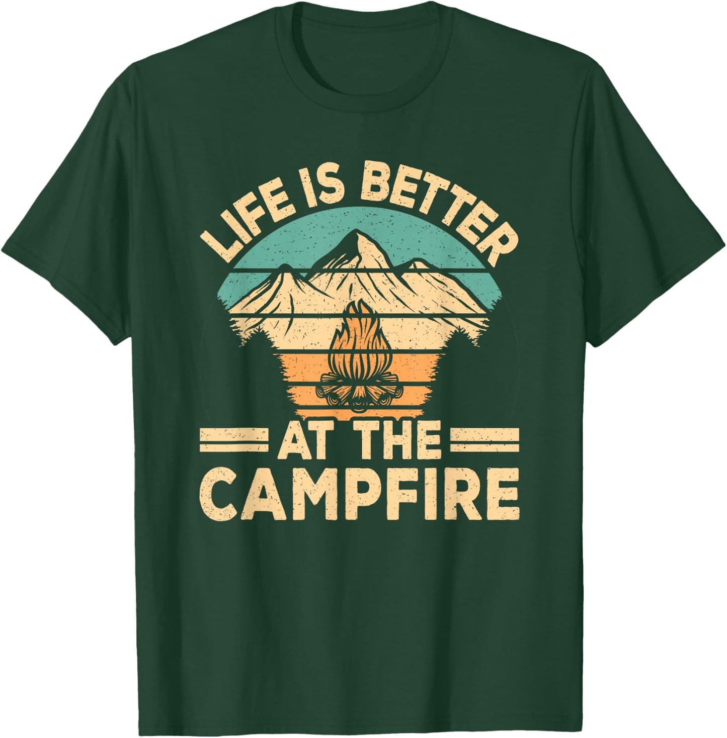 Life Is Better At The Campfire Retro Camping Tent T-Shirt - T-Shirt | Forest