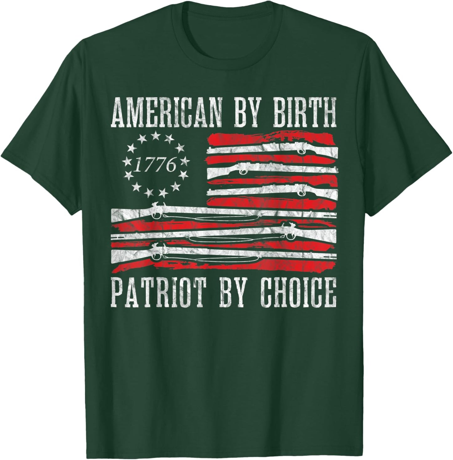 American By Birth Patriot By Choice Vintage American Flag Women Men T-Shirt - T-Shirt | Forest