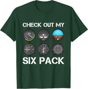 Funny Pilot Top Aeroplane Six Pack Flight Instruments Gift T-Shirt - T-Shirt | Forest