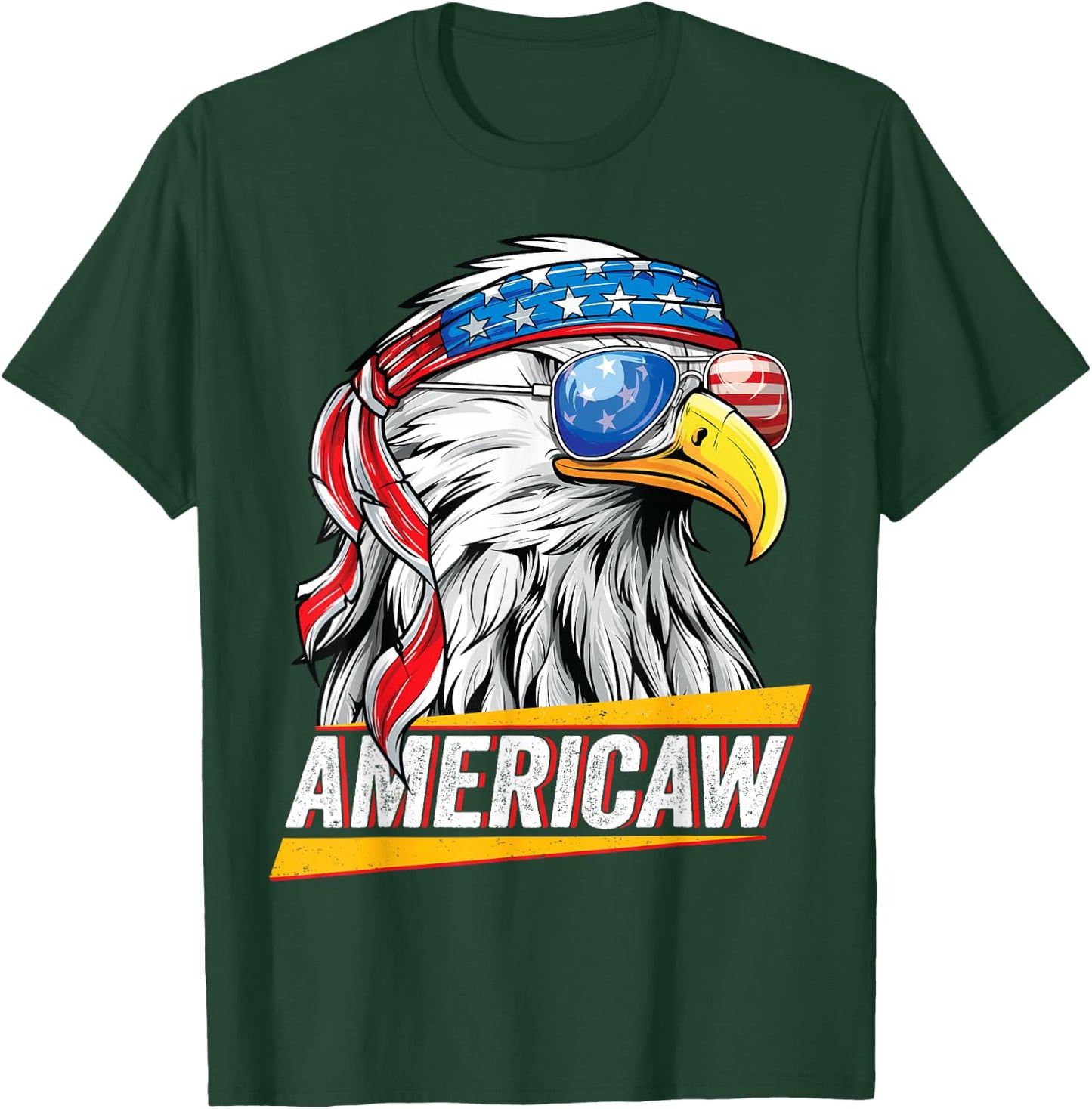 Bald Eagle Americaw American Flag USA Patriotic Merica T-Shirt - T-Shirt | Forest