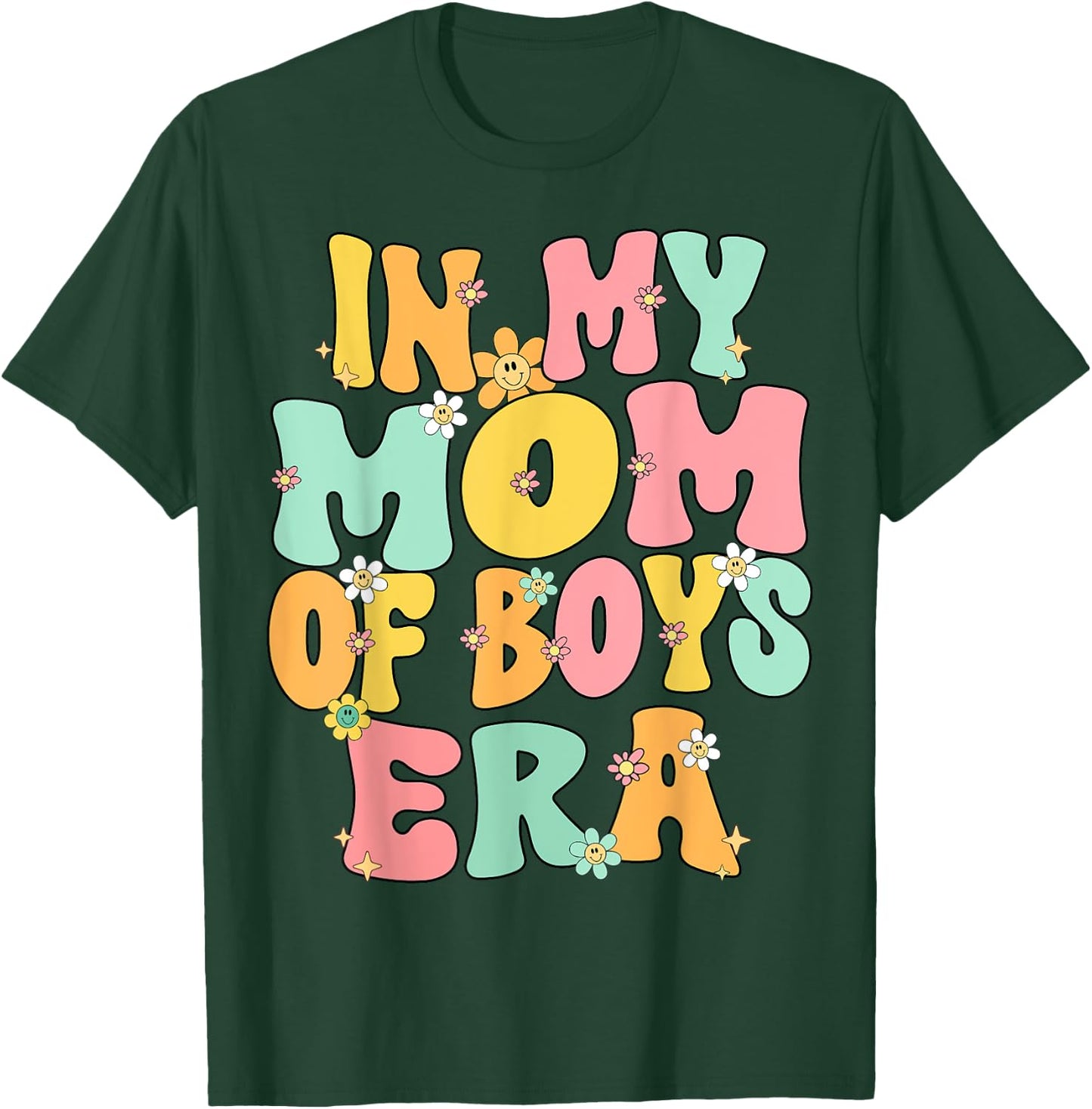 Mothers Day Mom Of Boys Groovy In My Mom Of Boys Era Boy Mom T-Shirt - T-Shirt | Forest