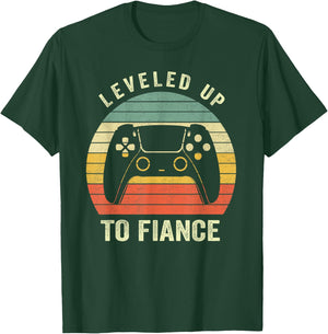 Leveled Up To Fiance Newly Engaged Couple Men Gift T-Shirt - T-Shirt | Forest