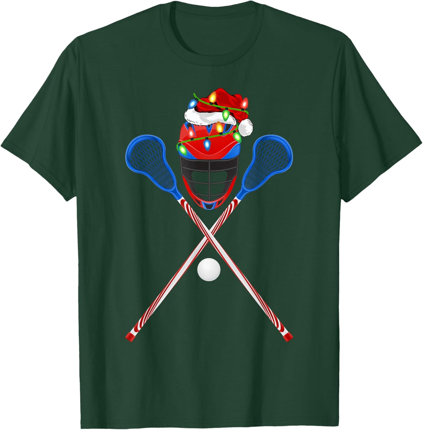 Lacrosse Sports Lover Xmas Santa Hat Lacrosse Christmas T-Shirt - T-Shirt | Forest