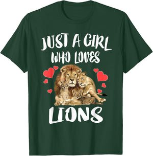 Just A Girl Who Loves Lion Animal T-Shirt - T-Shirt | Forest