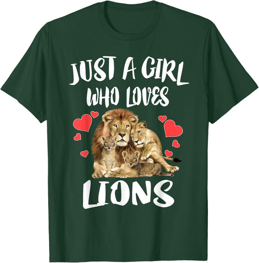 Just A Girl Who Loves Lion Animal T-Shirt - T-Shirt | Forest