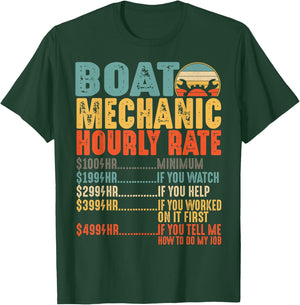 Funny Boat Mechanic Hourly Rate Mechanics Saying Men T-Shirt - T-Shirt | Forest