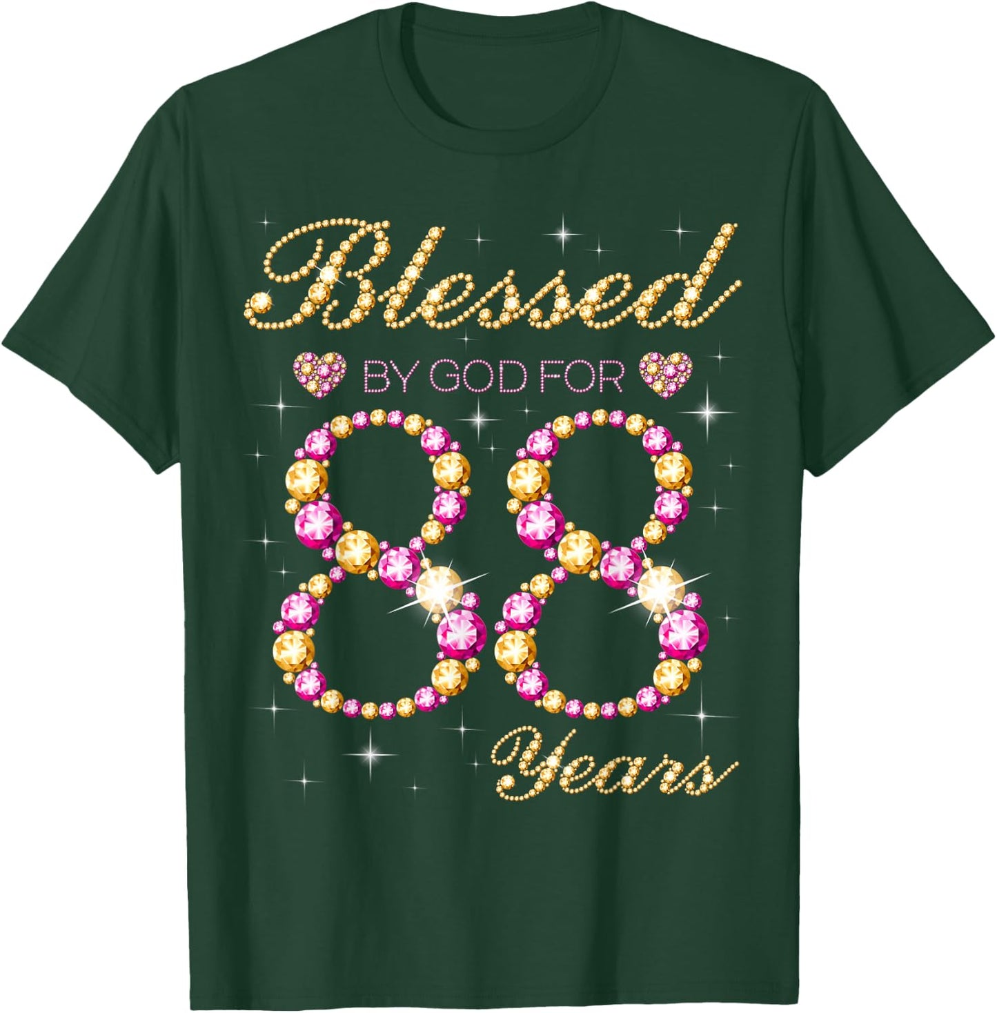Blessed By God For 88 Years Old Birthday Party T-Shirt - T-Shirt | Forest