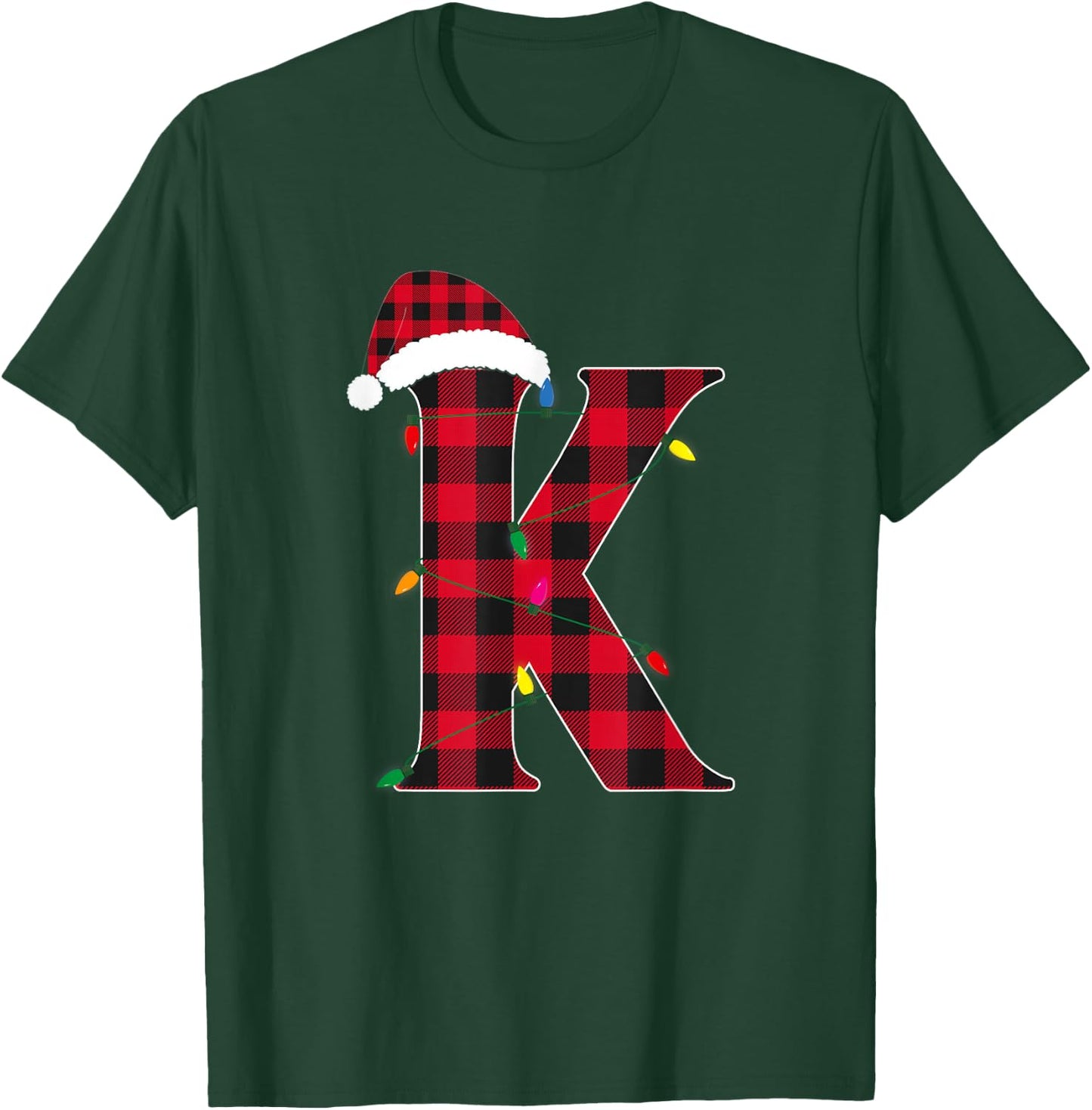 Awesome Letter K Initial Name Buffalo Plaid Christmas Pajama T-Shirt - T-Shirt | Forest