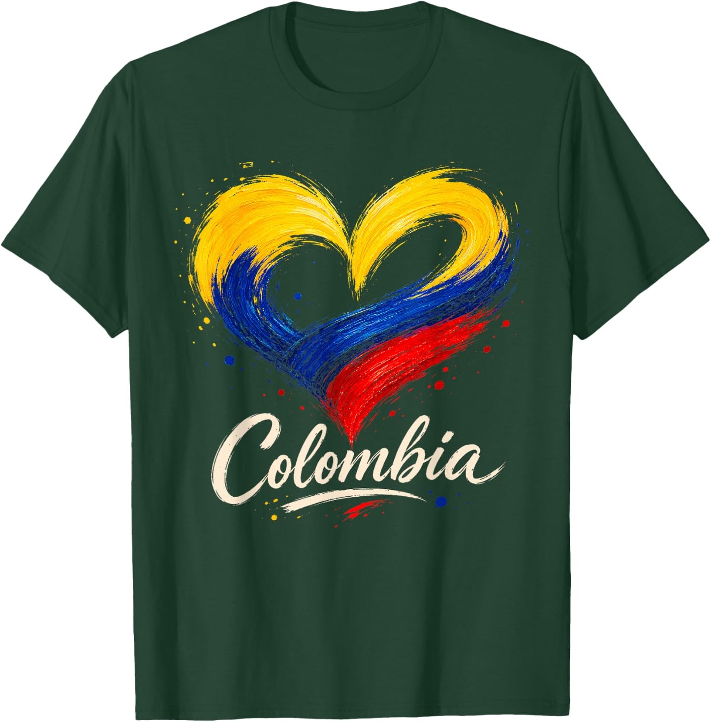 Love Colombia Flag Heart Pride Colombian Patriotic Women T-Shirt - T-Shirt | Forest