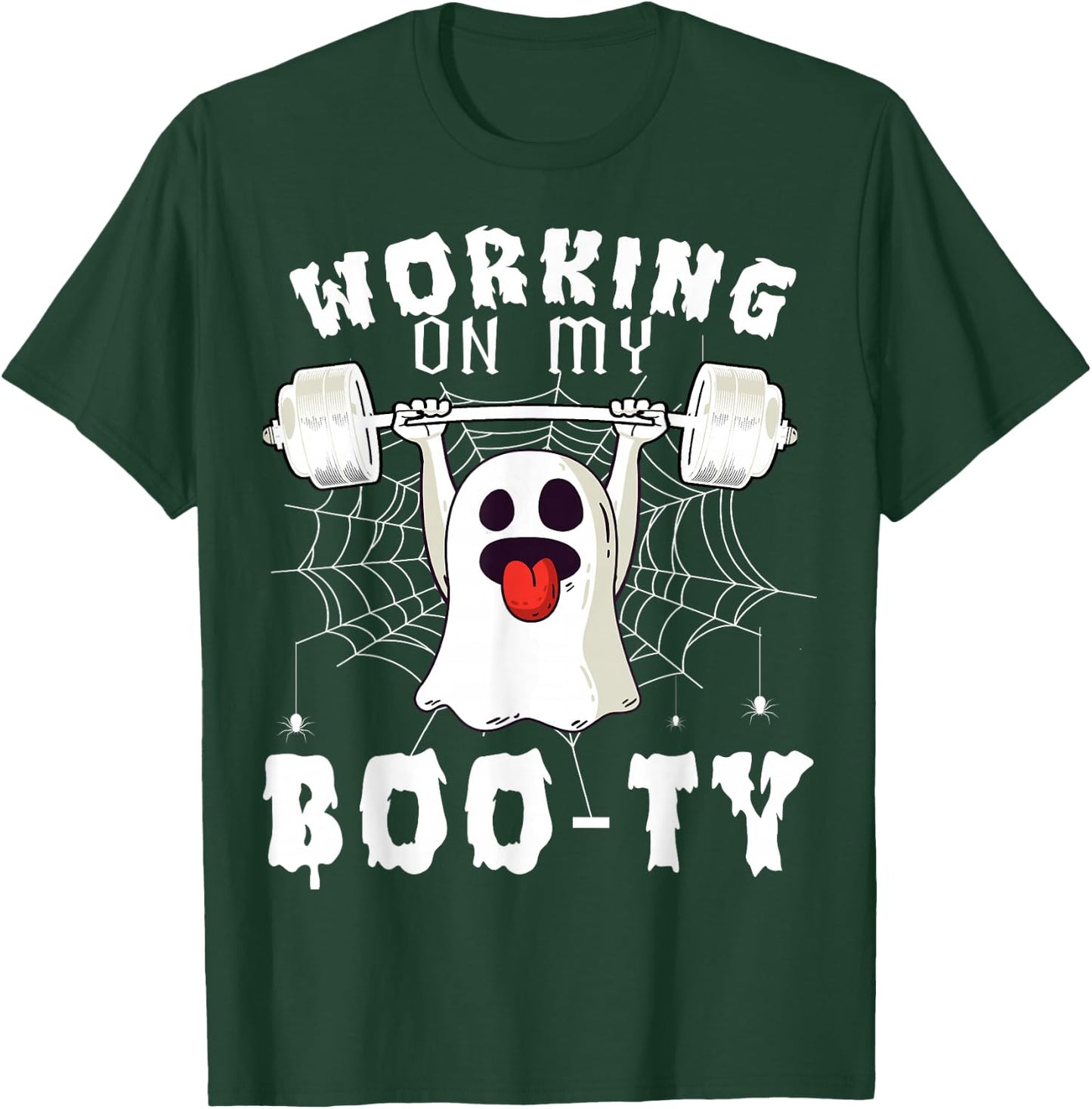 Funny Halloween Workout Gym Working On My Boo-Ty Men Women T-Shirt - T-Shirt | Forest
