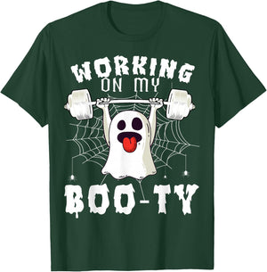 Funny Halloween Workout Gym Working On My Boo-Ty Men Women T-Shirt - T-Shirt | Forest
