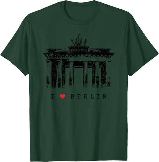Berlin Brandenburg Gate Vintage Skyline I Love Germany T-Shirt - T-Shirt | Forest