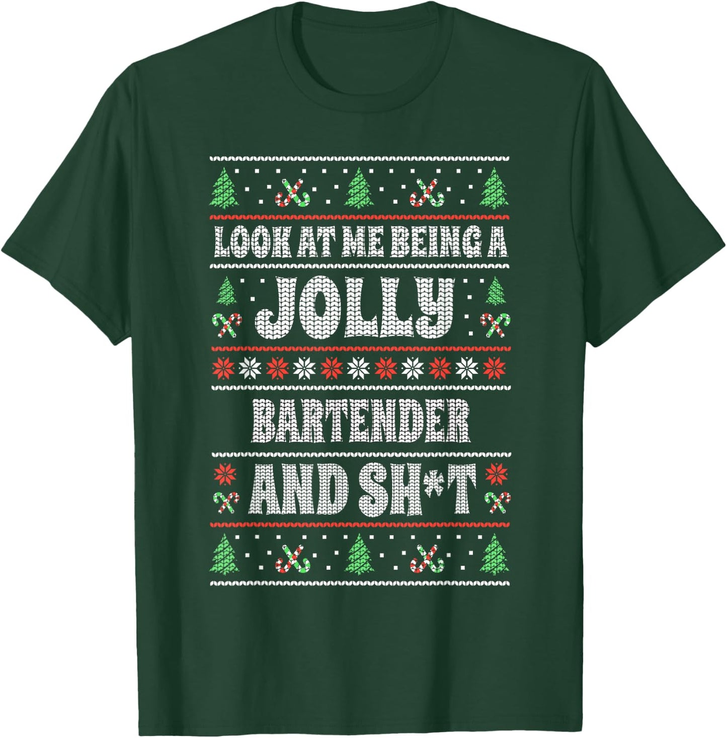 Funny Bartender Christmas Novelties Men's Black , Small, Christmas Themed T-Shirt - T-Shirt | Forest