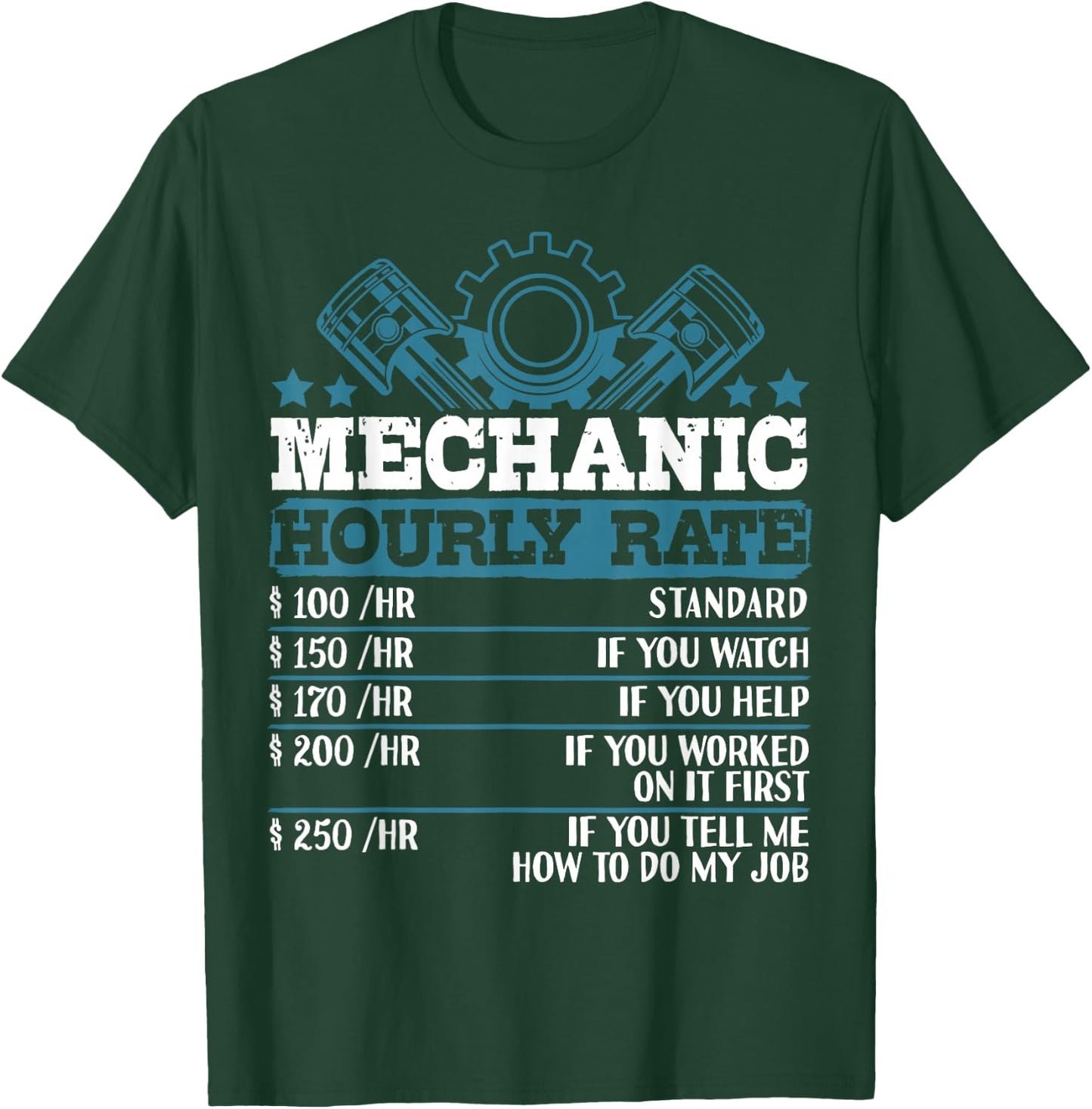 Mechanic Hourly Rate | Auto Mechanic Gifts T-Shirt - T-Shirt | Forest
