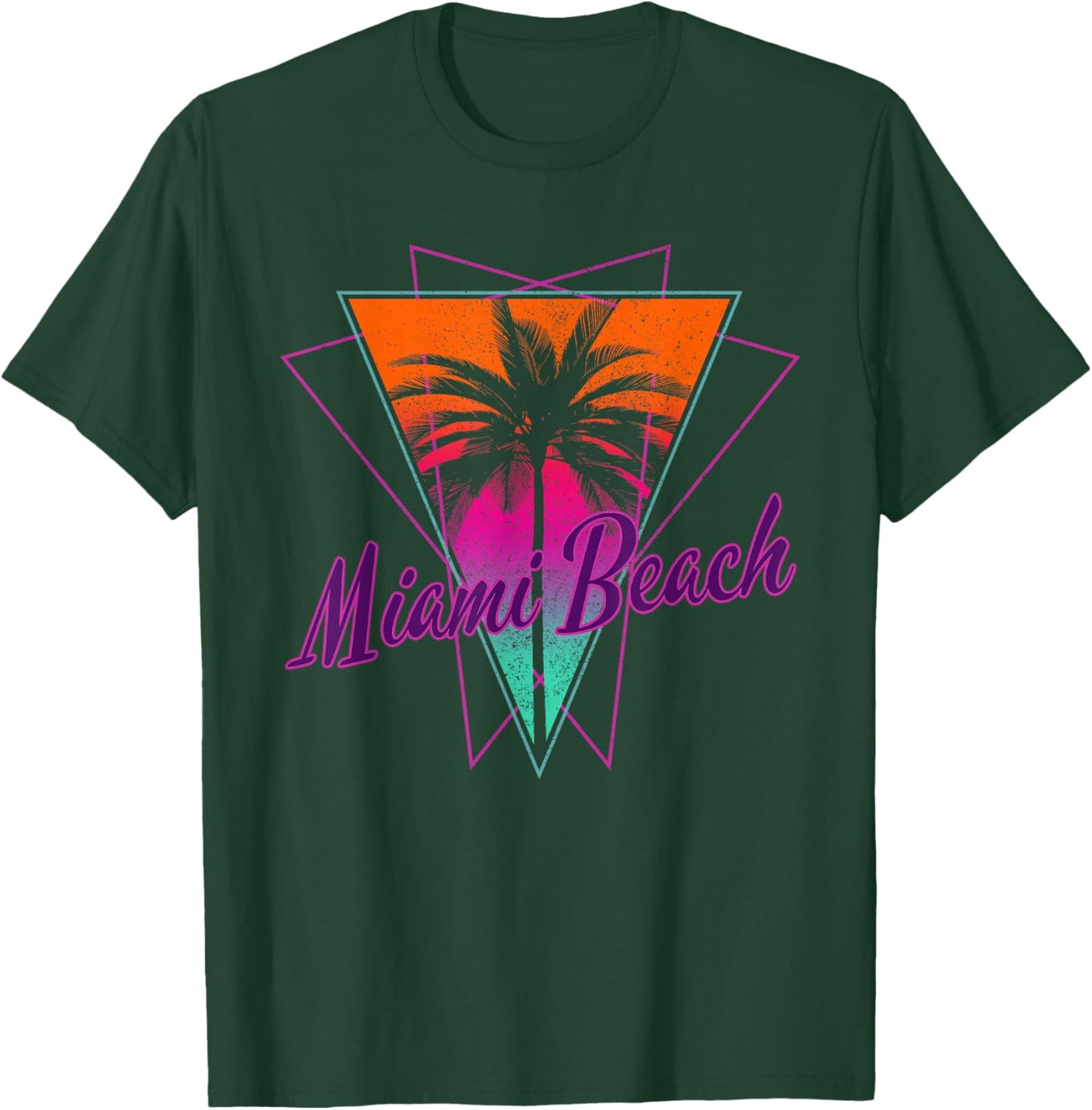 Miami Beach Florida Retro Vintage Surfer Gift T-Shirt - T-Shirt | Forest