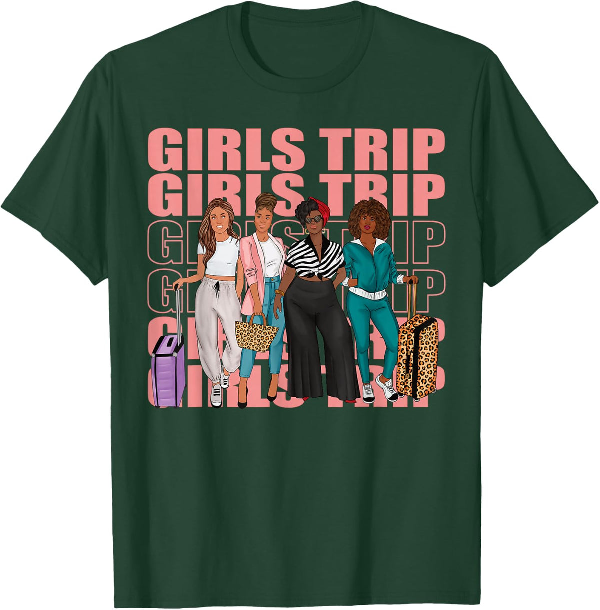 Girls Trip For Melanin Afro Black Vacation Women T-Shirt - T-Shirt | Forest