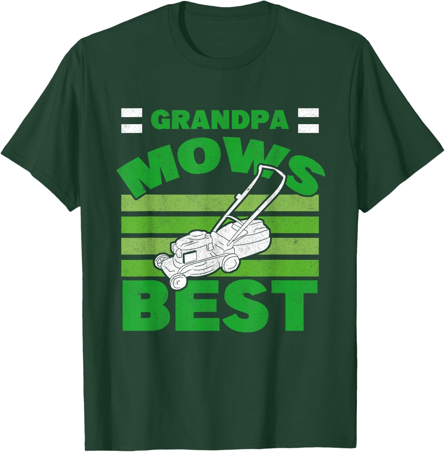 Grandpa Mows Best Grandfather Gardener Lawnmower Lawn Mowing T-Shirt - T-Shirt | Forest
