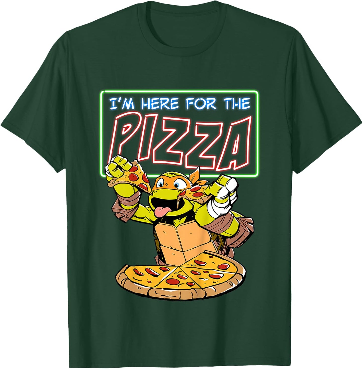 Kids Neon Sign I'm Here for The Pizza TMNT T-Shirt - T-Shirt | Forest