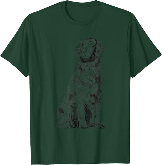 Sitting Dog Flat Coated Retriever Women Kids T-Shirt - T-Shirt | Forest