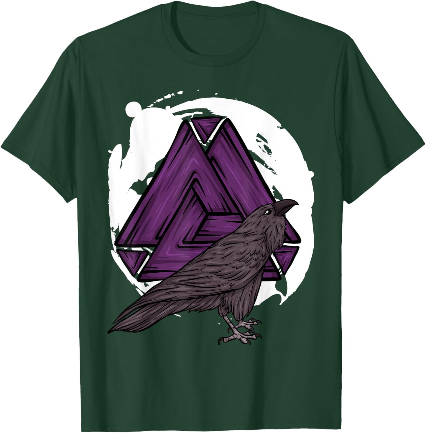 Viking Norway Norwegian Scandinavian Valhalla Raven T-Shirt - T-Shirt | Forest