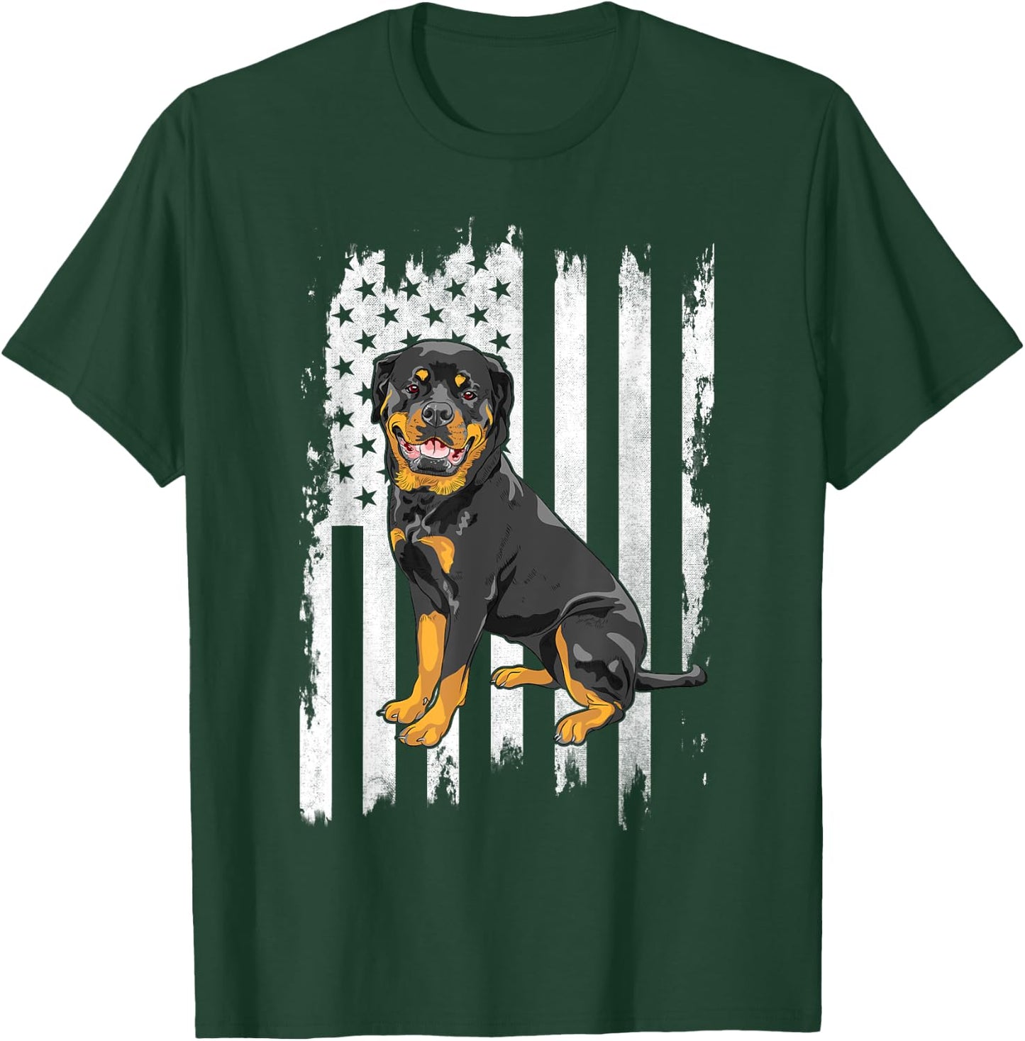 Rottie Dad Rottweiler Father's Day USA American 4th of July Women Men T-Shirt - T-Shirt | Forest