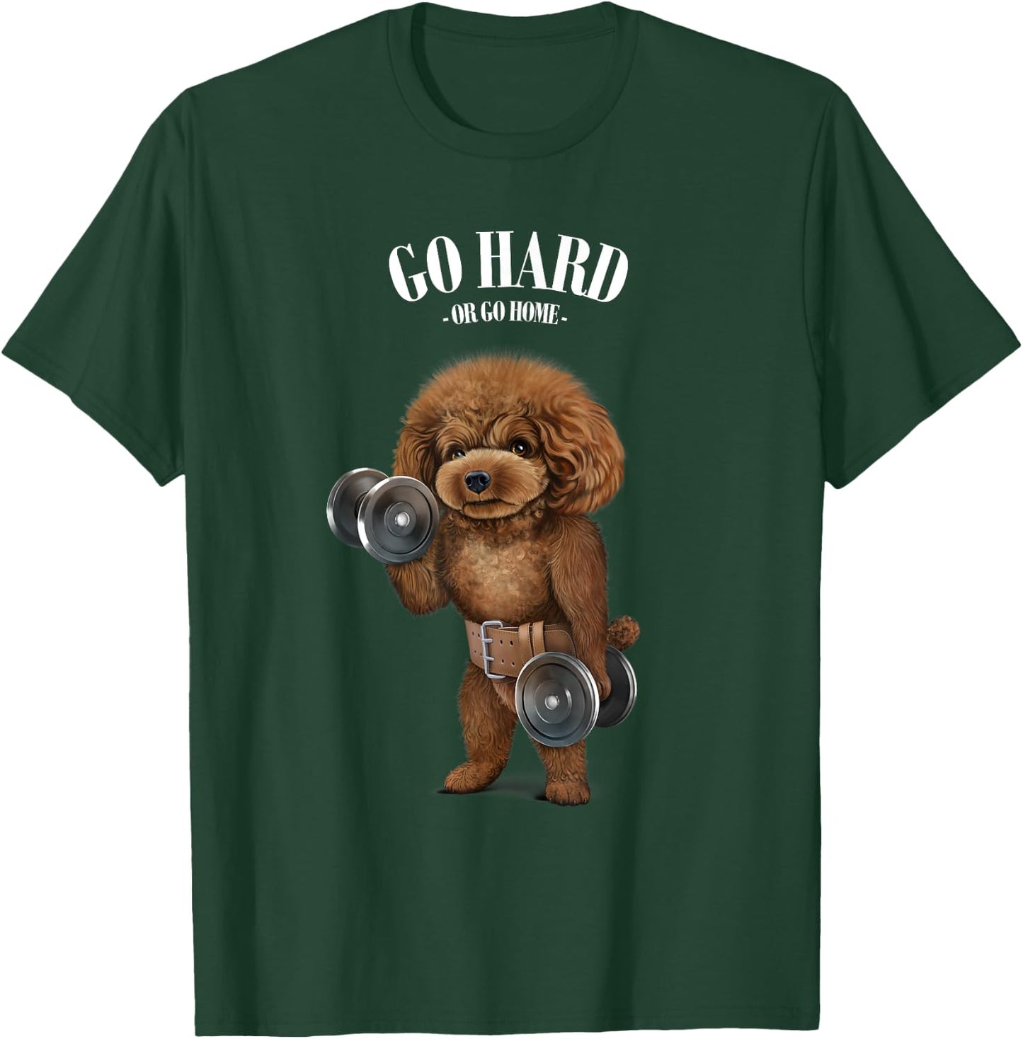 Fox Republic Design Women's Black Poodle Dog Muscle Training T-Shirt - T-Shirt | Forest