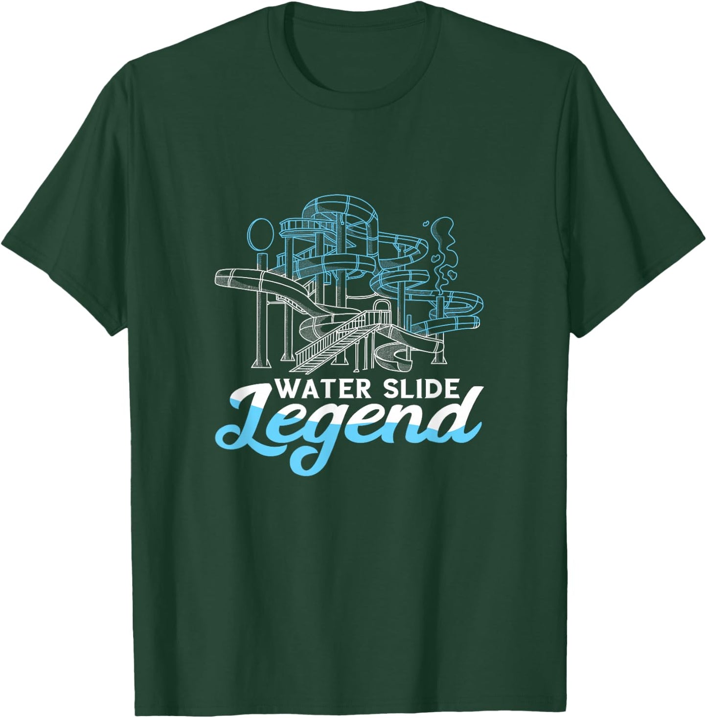 Water Slide Legend Waterslides Aqua Park Swimmer Waterpark T-Shirt - T-Shirt | Forest