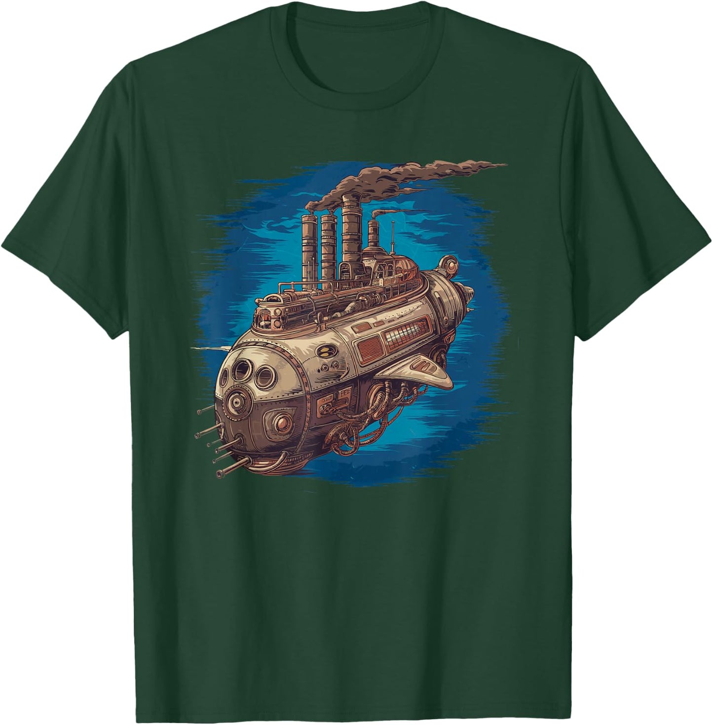 Steampunk Spaceship Victorian Mechanical Spacecraft T-Shirt - T-Shirt | Forest