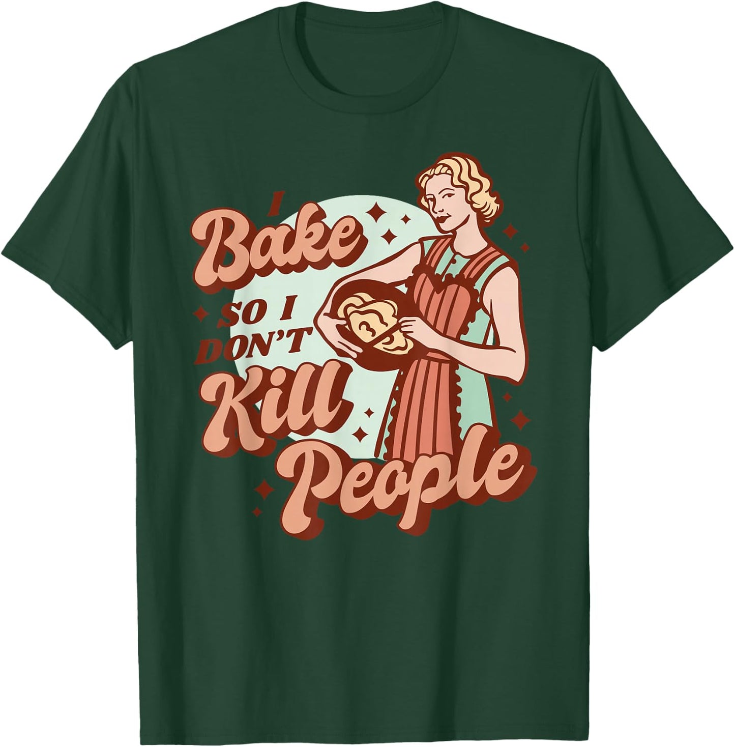 Baking Woman - Funny Retro T-Shirt - T-Shirt | Forest